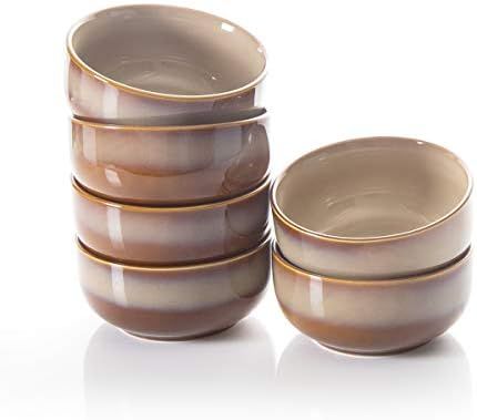 Hasense Porcelain 20 Ounce Bowls Set of 6 for Salad Dessert Soup and Rice, Brown | Amazon (US)