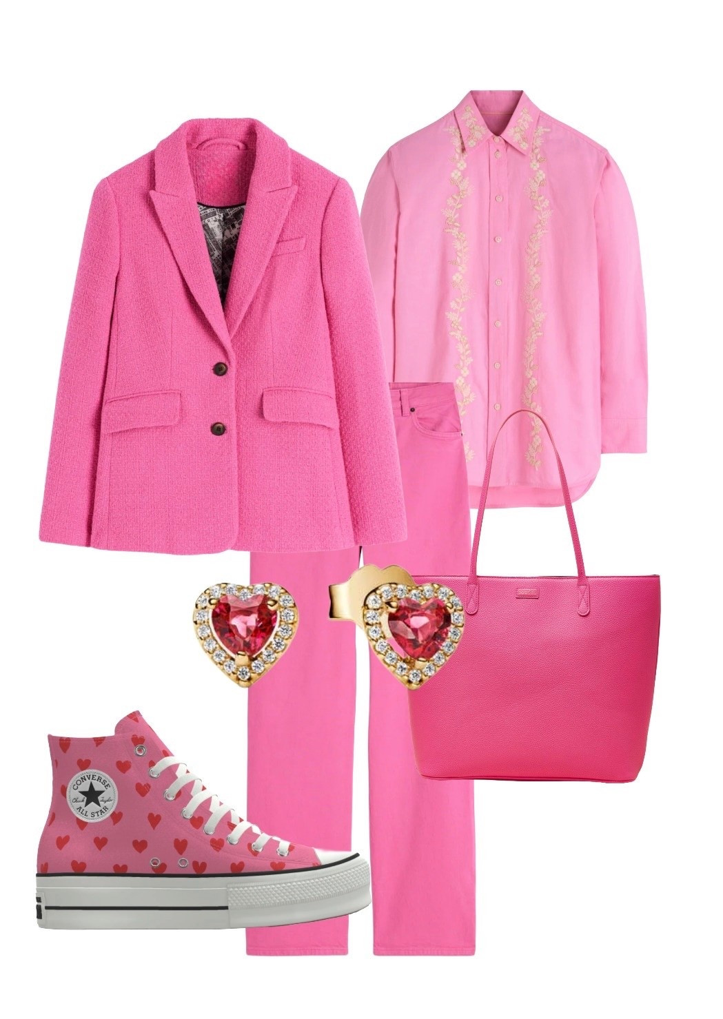 Valentine’s Weekend Outfit 💘💘💘

Textured Pink Blazer (on sale) Pink Jeans and Pink Embroidered Blouse (both NEW Season) - Boden

Pink Heart Trainers - Converse

Pink Tote Bag - Joules 

Pink Heart Stud Earrings (gift idea) - Pandora  

#LTKuk #LTKdatenight #LTKeurope