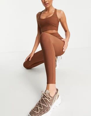 South Beach ribbed high waisted leggings in chocolate brown | ASOS (Global)