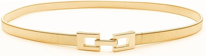 Tanpie Skinny Waist Belt of Women Elastic Metal Stretch Chain Belt Gold and Silver | Amazon (US)