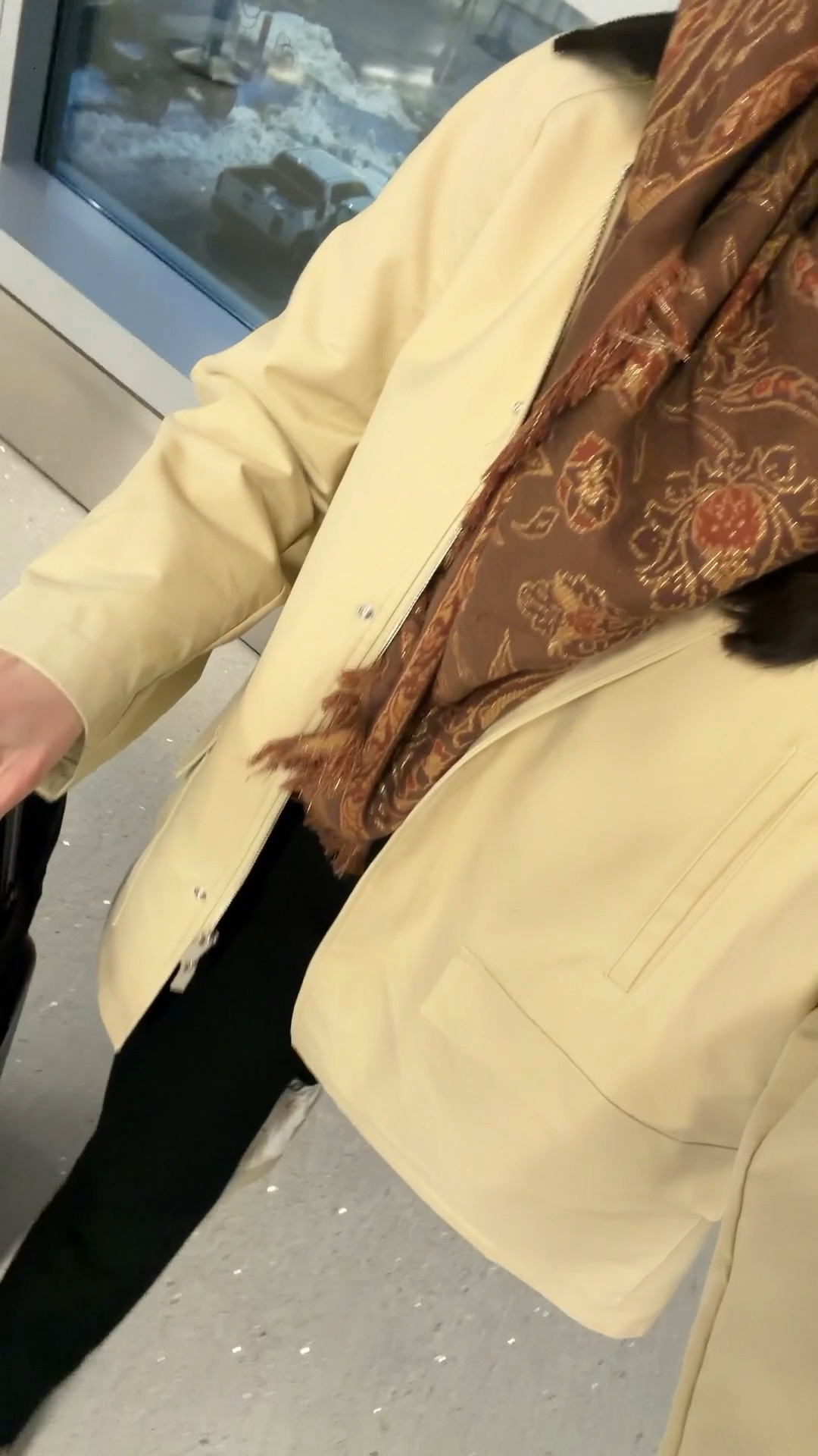 This under $40 scarf is back in stock! Wearing for a travel day. Travel outfit, paisley scarf, Toteme barn jacket, Varley jogger set, Veja sneakers. 

#LTKSaleAlert #LTKTravel #LTKootd