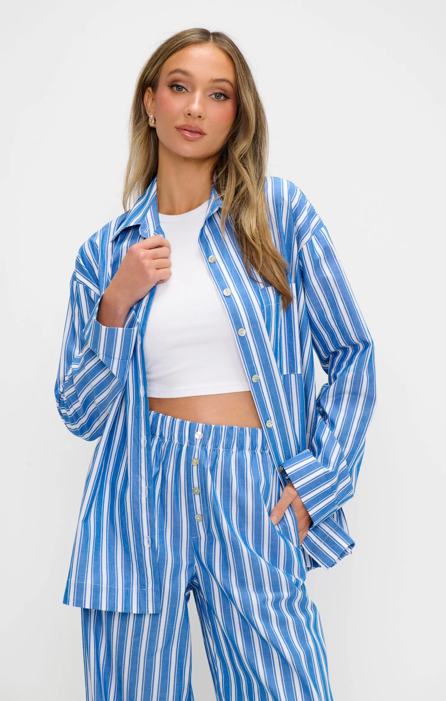 Braxton Button Down ~ Coastal Blue Stripe | Show Me Your Mumu