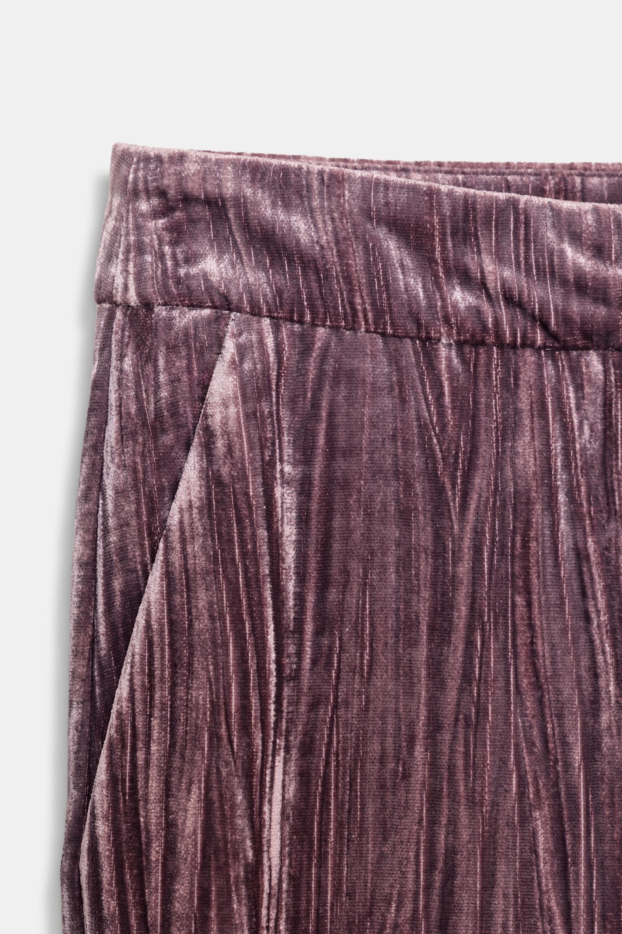 VELVET WIDE LEG PANTS | Zara US
