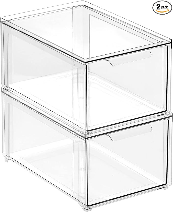 mDesign Plastic Closet Organizer Bin w/Pull Out Drawer - Stackable Storage for Closet - Organizat... | Amazon (US)