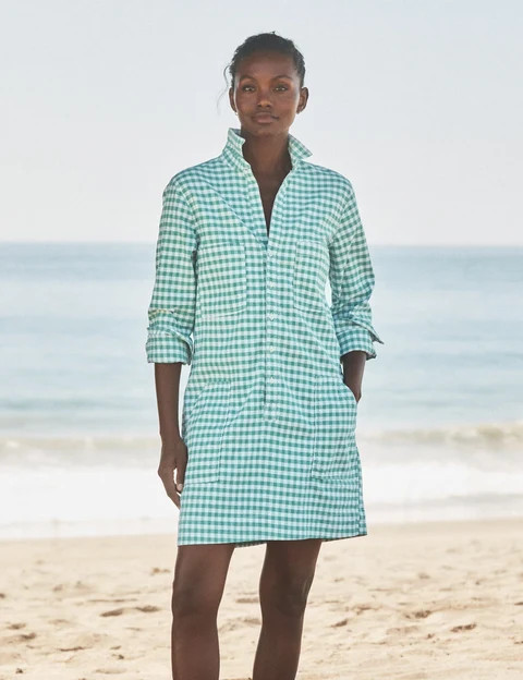 IRELAND DRESS Green Gingham, Italian Performance Linen | Frank & Eileen