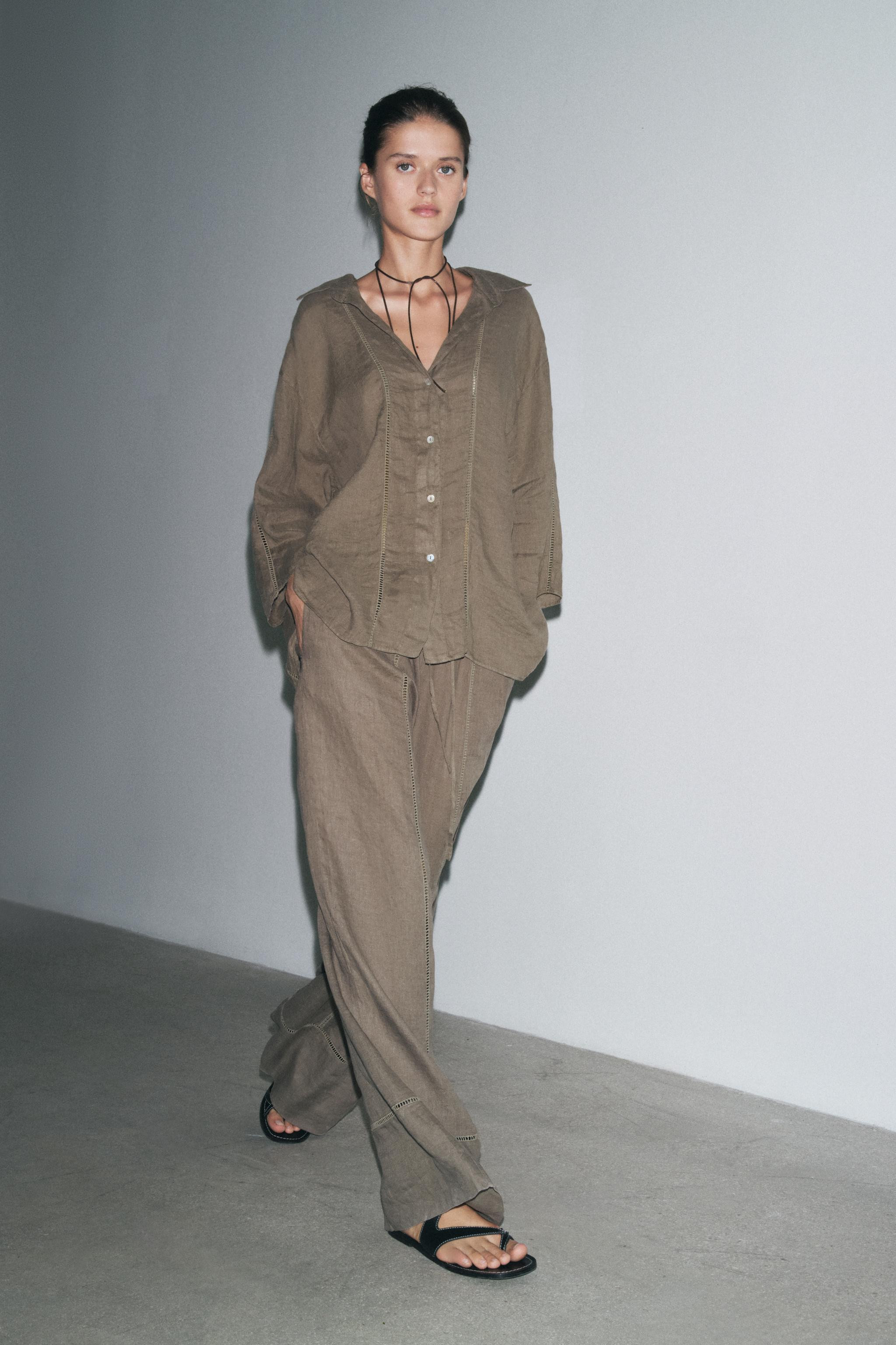 ZW COLLECTION 100% LINEN PALAZZO TROUSERS | Zara UK