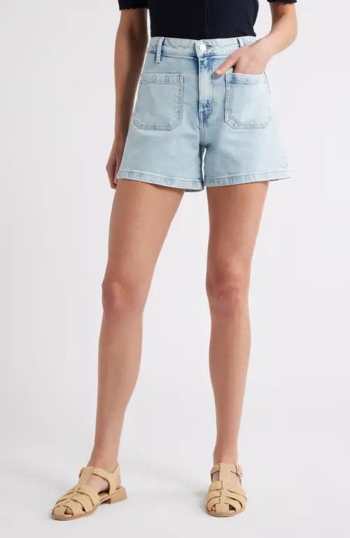 Mavi Jeans Erin Patch Pocket High Waist Denim Shorts in Bleached 90S at Nordstrom, Size 27 | Nordstrom