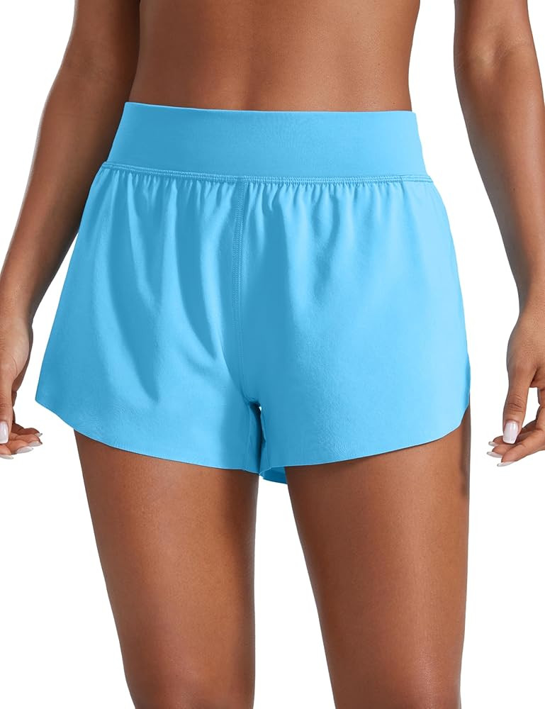 CRZ YOGA High Waisted Dolphin Athletic Running Shorts for Women 3" High Split Comfy Mesh Liner fo... | Amazon (US)