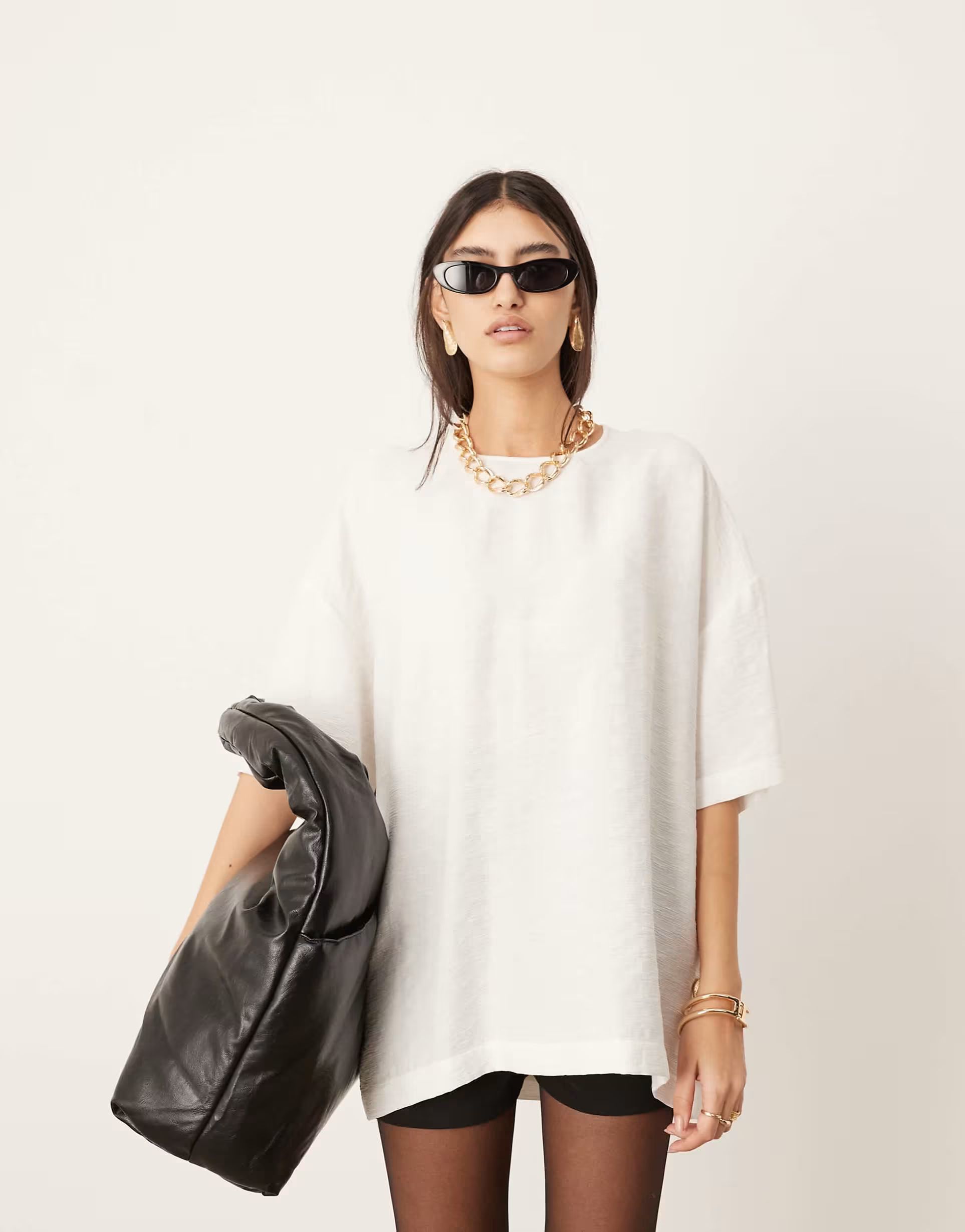 ASOS EDITION textured boxy woven t-shirt in white | ASOS (Global)