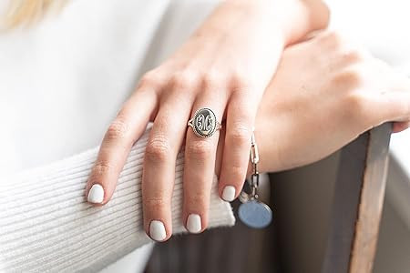 The Personal Exchange Nautical Rope Monogram Oval Sterling Silver Ring | Amazon (US)