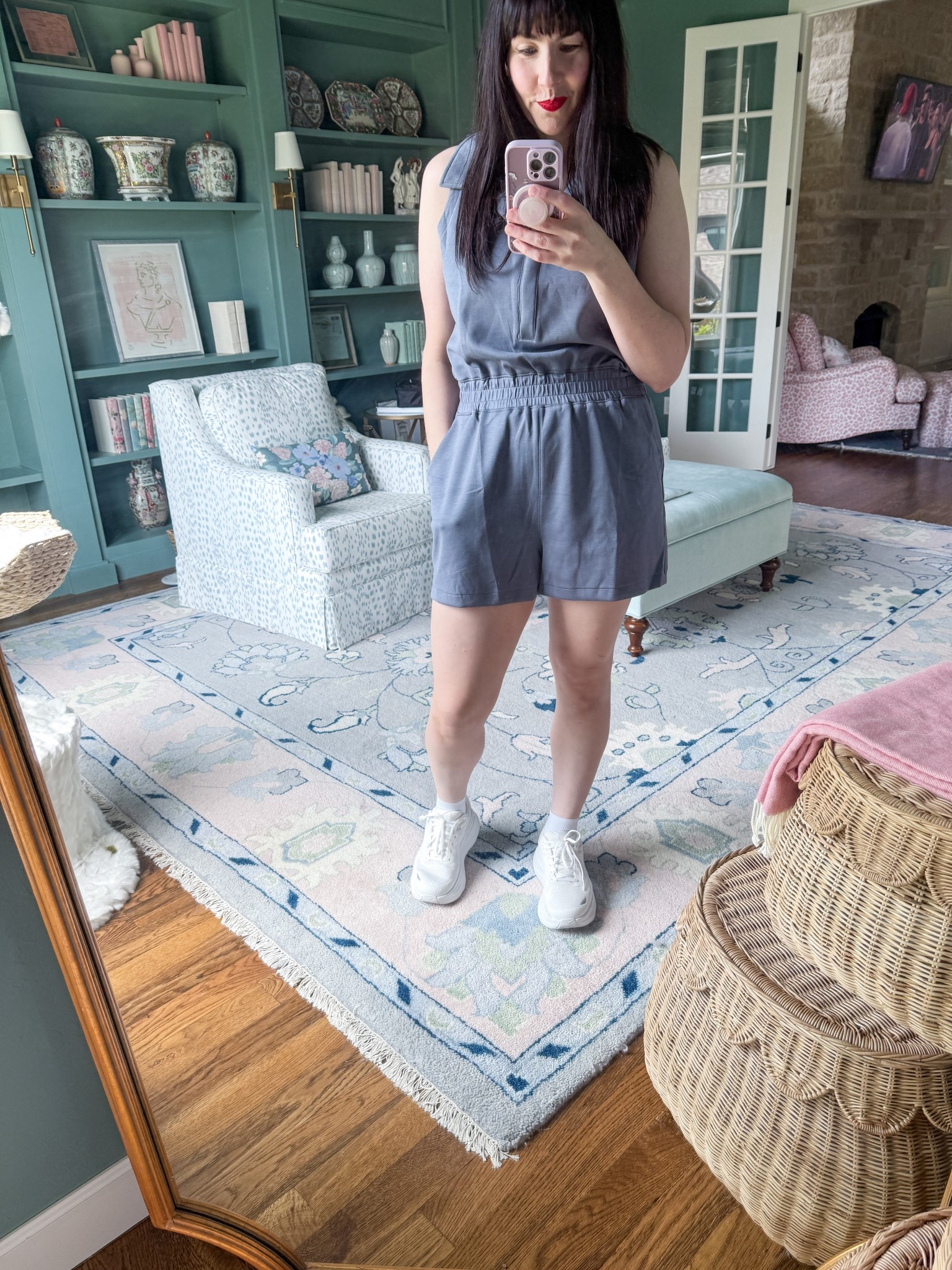 “Rainforest” gray romper, white sneakers 
#HOCWinter

#LTKFindsUnder50 #LTKOver40 #LTKActive