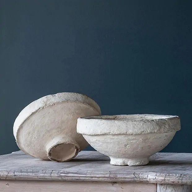 Handmade Mache Villager Bowl | Antique Farm House