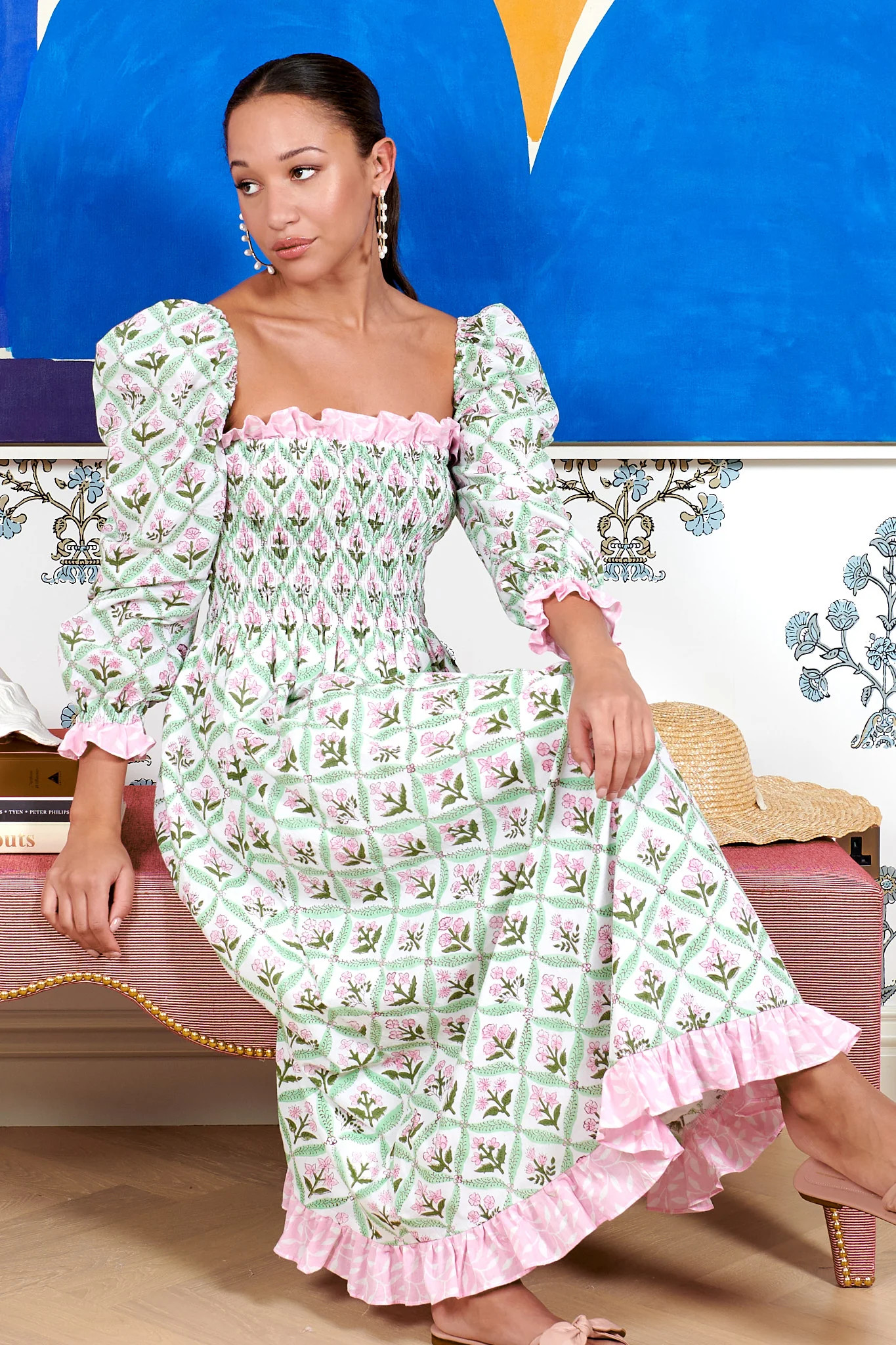 Lavinia Dress in Garden Trellis | Neve and Noor
