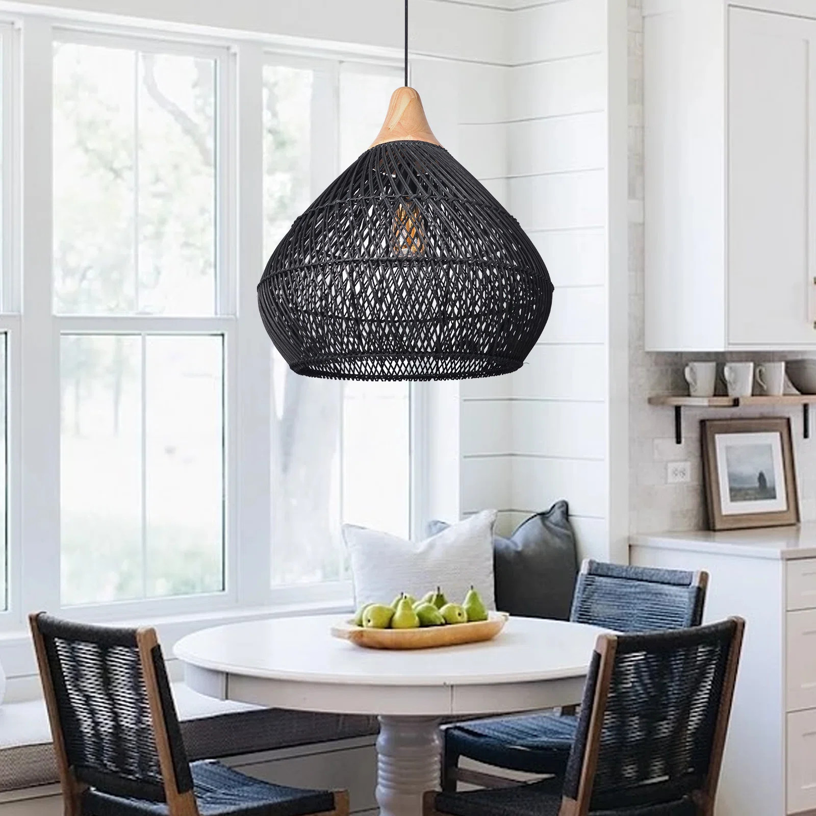 Briena 1 - Light Black Rattan Dome Pendant | Wayfair North America
