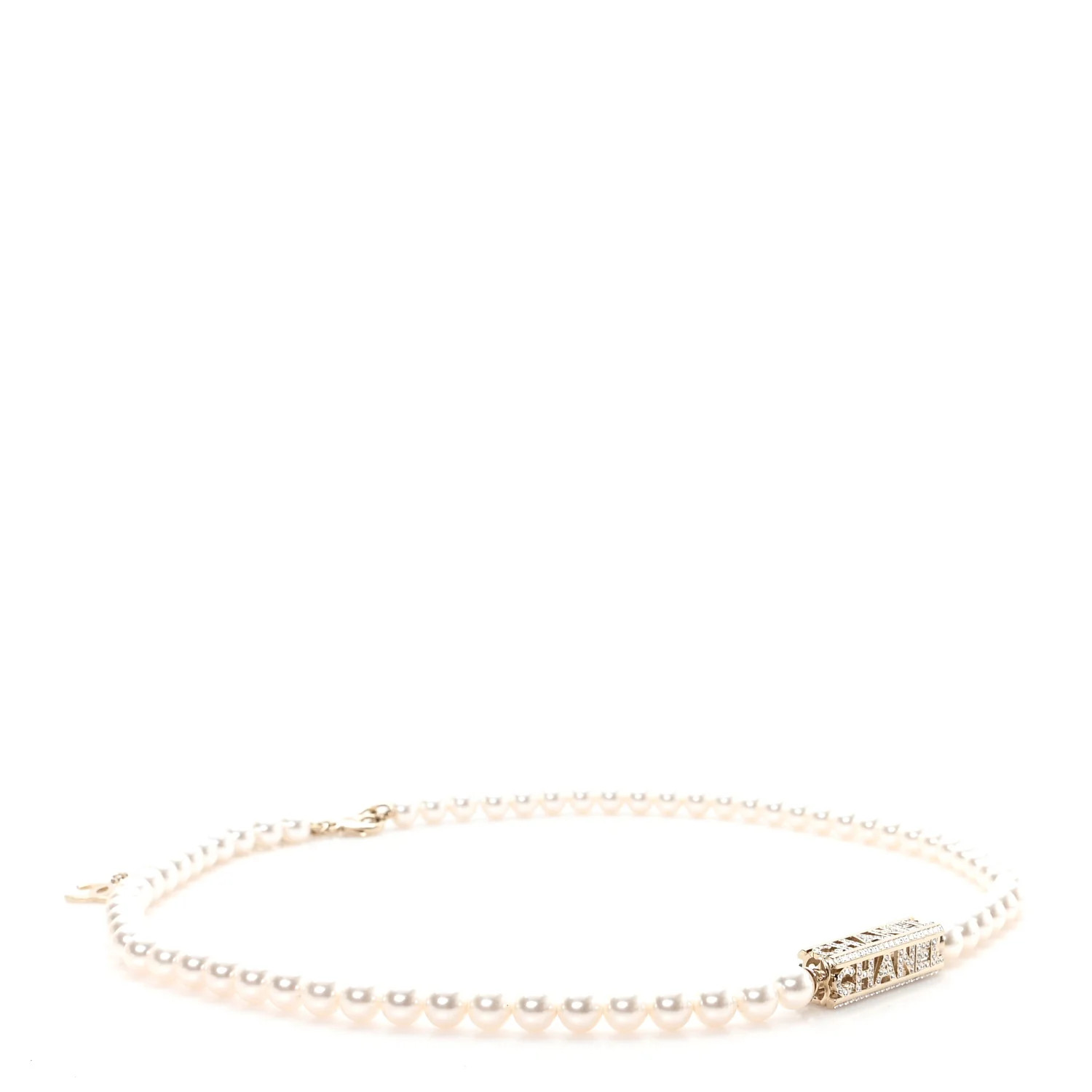 Pearl Crystal CC Logo Belt 80/32 Gold | FASHIONPHILE (US)