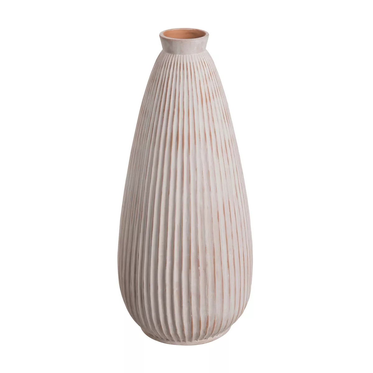 VIP Terracotta 16.5 in. White Textured Vase with Taper and Round Base | Target
