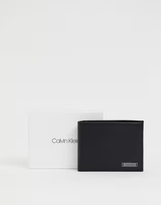 Calvin Klein Leather plaque wallet 5CC coin | ASOS (Global)