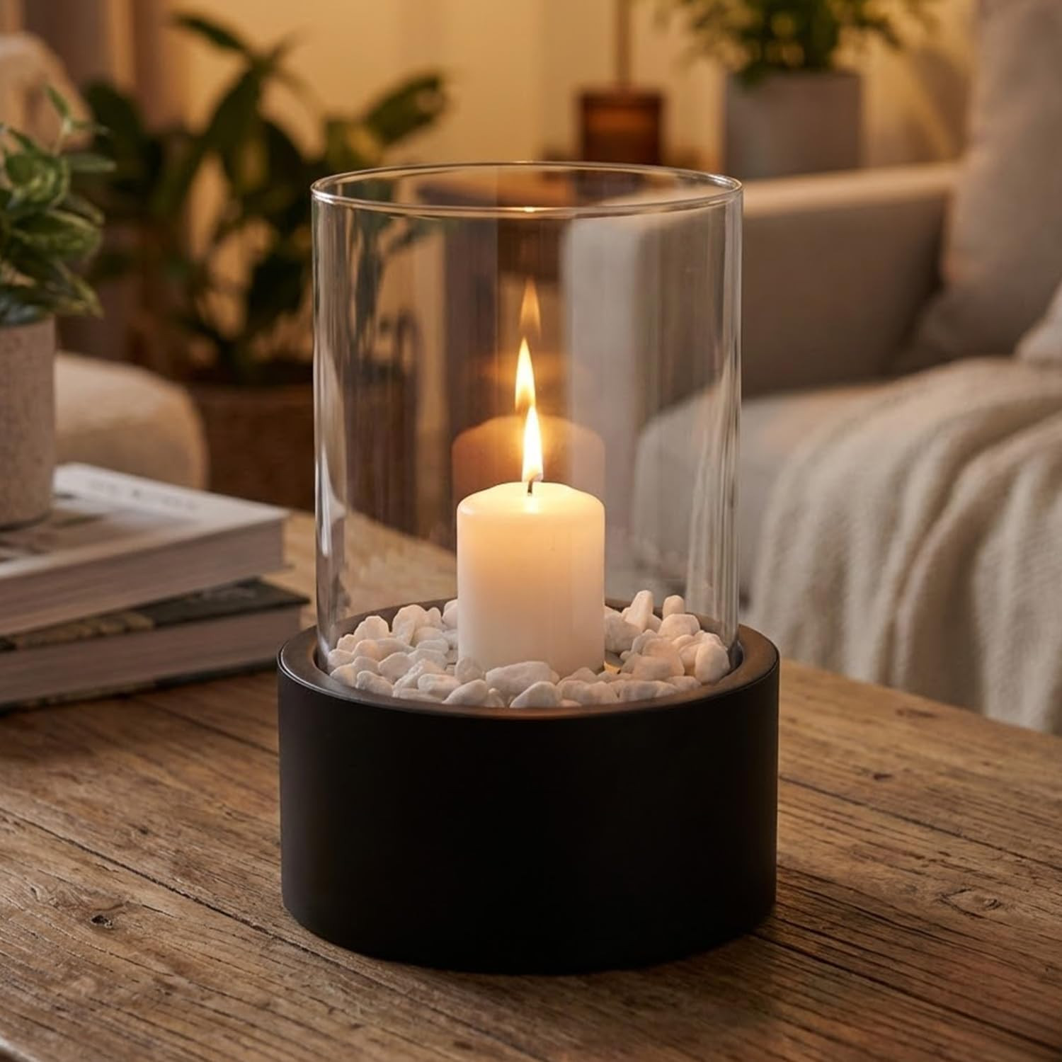 JHY DESIGN 28cm High Metal and Glas Firepit/Fireplace for Garden Yard Black | Amazon (UK)