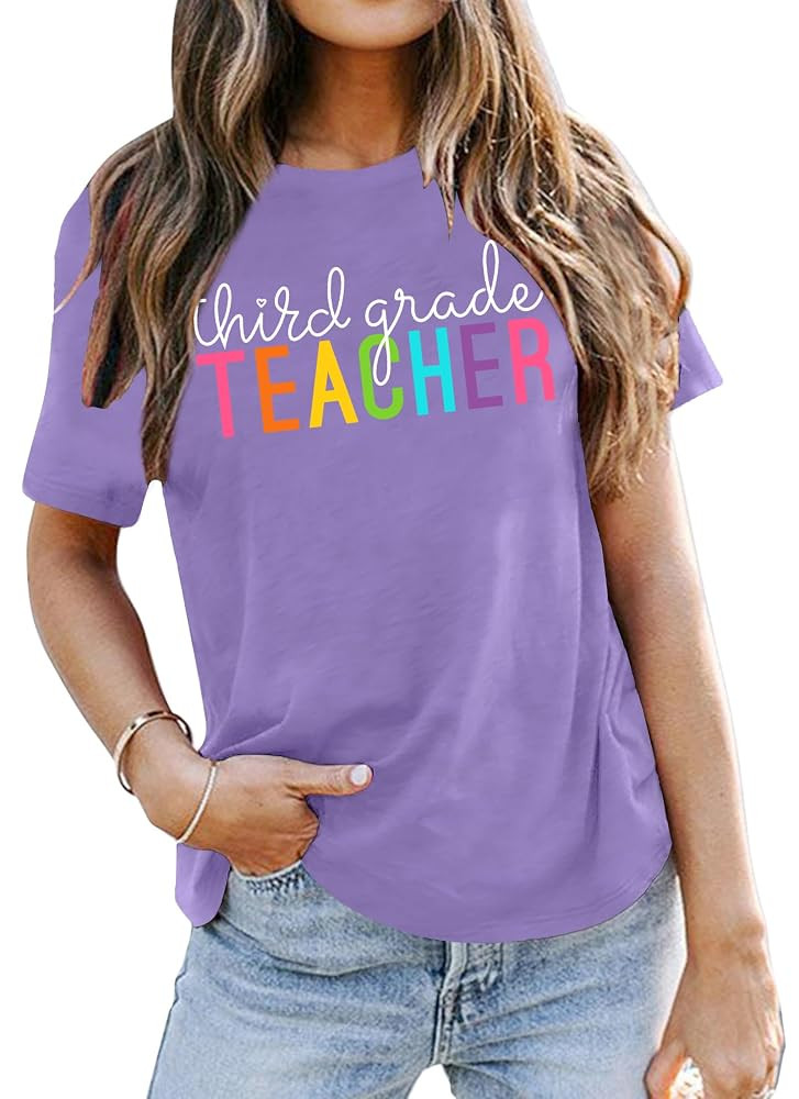 VVNTY Women Teacher Shirts First Grade: 1st Grade Teachers T-Shirt Back to School Gift Tops | Amazon (US)