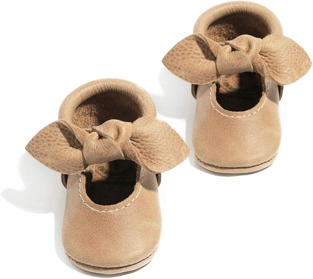 Freshly Picked Soft Sole Knotted Bow Moccasins Weathered Brown Size 2 | Amazon (US)