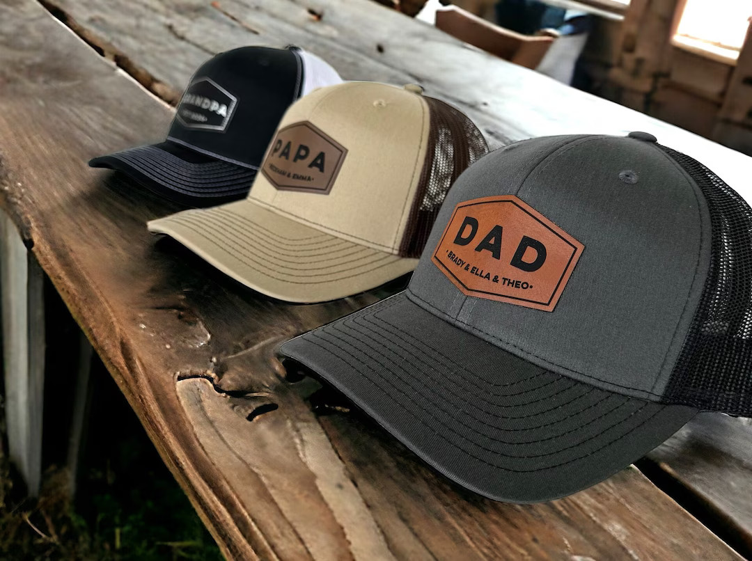 Personalized Dad Patch Hat, Father's Day Gift, New Dad Gift, Gift for Husband, Trucker Hat, Leath... | Etsy (US)