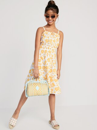 Printed Sleeveless Tie-Front Midi Dress for Girls | Old Navy (US)