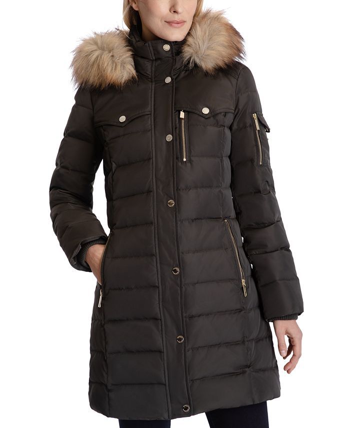 Michael Kors Women's Faux-Fur-Trim Hooded Down Coat, Created for Macy's & Reviews - Coats & Jacke... | Macys (US)