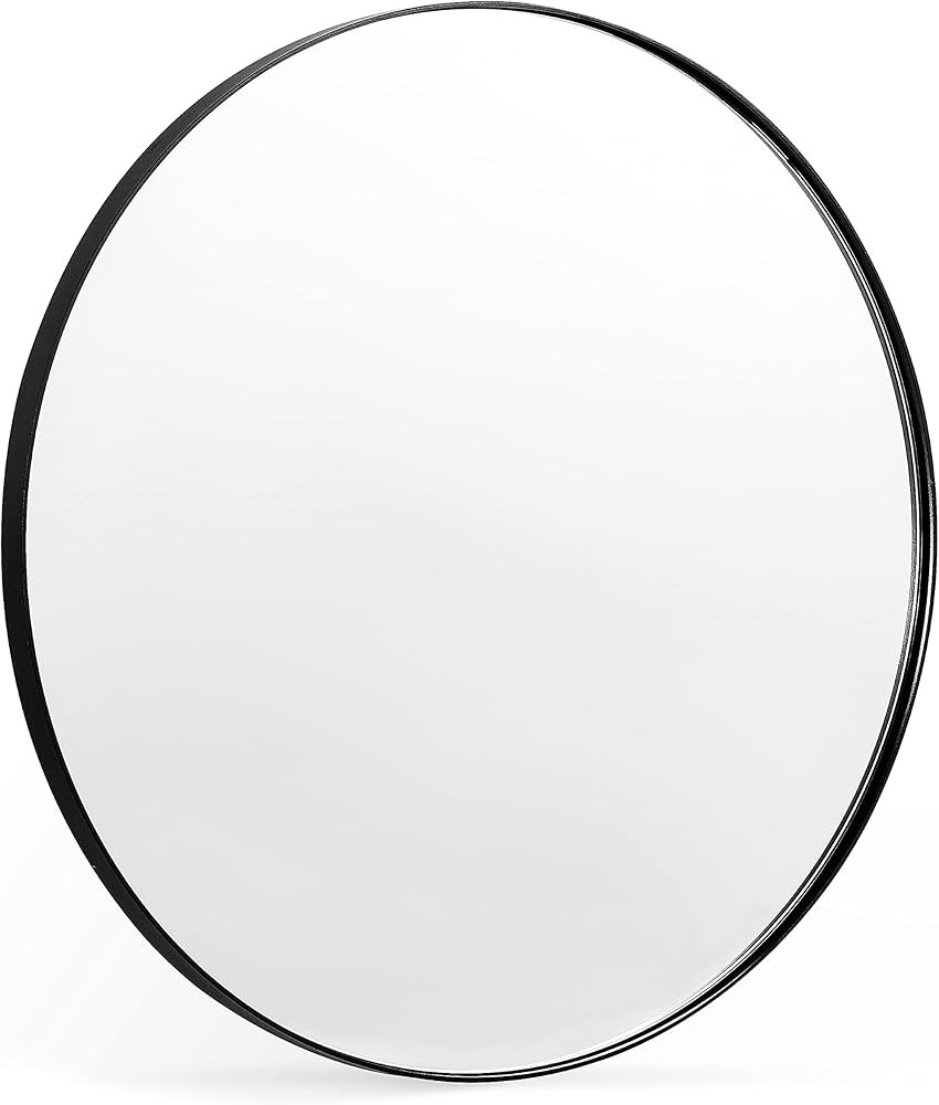 Black Round Mirror, 30 Inch Round Bathroom Mirror with Metal Frame Circle Mirrors for Wall, Bedro... | Amazon (US)