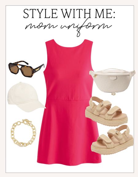 The perfect summer mom uniform! Wear it from your workout to running your kids around from camp to activity all summer! 

#momuniform

Summer mom style. Summer activewear. Pink activewear dress. Steve Madden raffia ankle strap sandal. Amazon belt bag. Tortoise sunglasses. Classic canvas baseball cap. Gold chain bracelet  

#LTKFitness #LTKStyleTip #LTKSeasonal
