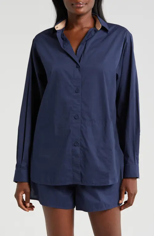 Lunya Airy Cotton & Silk Curve Hem Short Pajamas in Deep Blue at Nordstrom, Size Small | Nordstrom