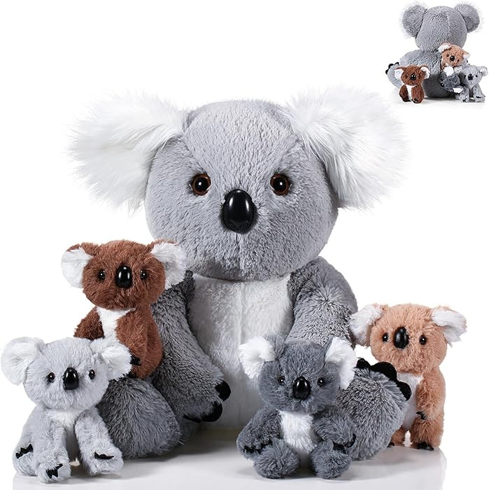 Lenwen 5 Pcs Koala Bear Stuffed Animal Set 12.6 Inch Mommy Koala Plush with 4 Cute Babies in Her ... | Amazon (US)