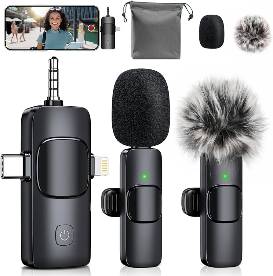 3-in-1 Mini Microphone for iPhone: Wireless Lavalier Microphones for iOS/Android Devices/Camera -... | Amazon (US)