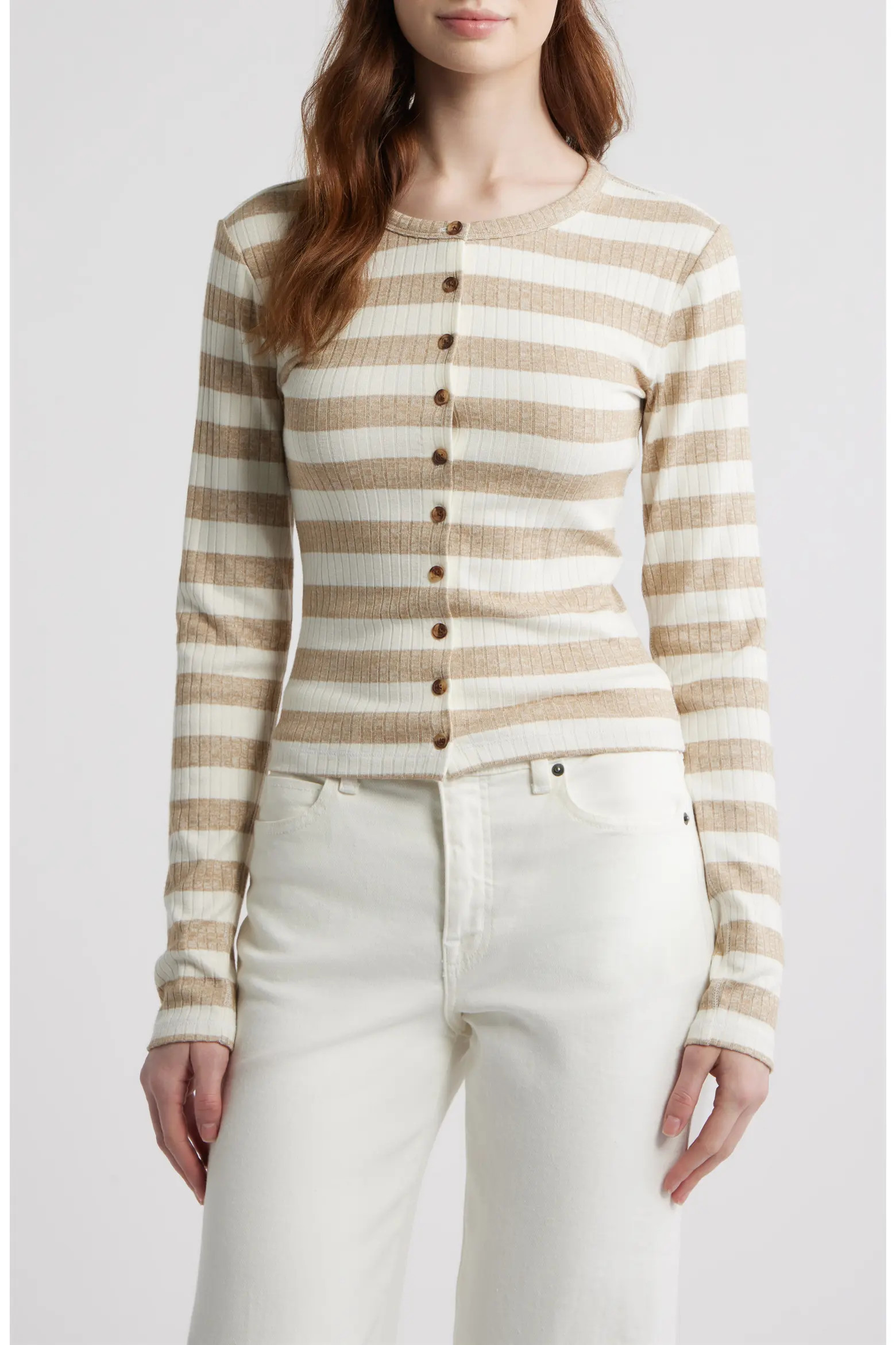 Stripe Rib Cardigan (Women) | Nordstrom | Nordstrom