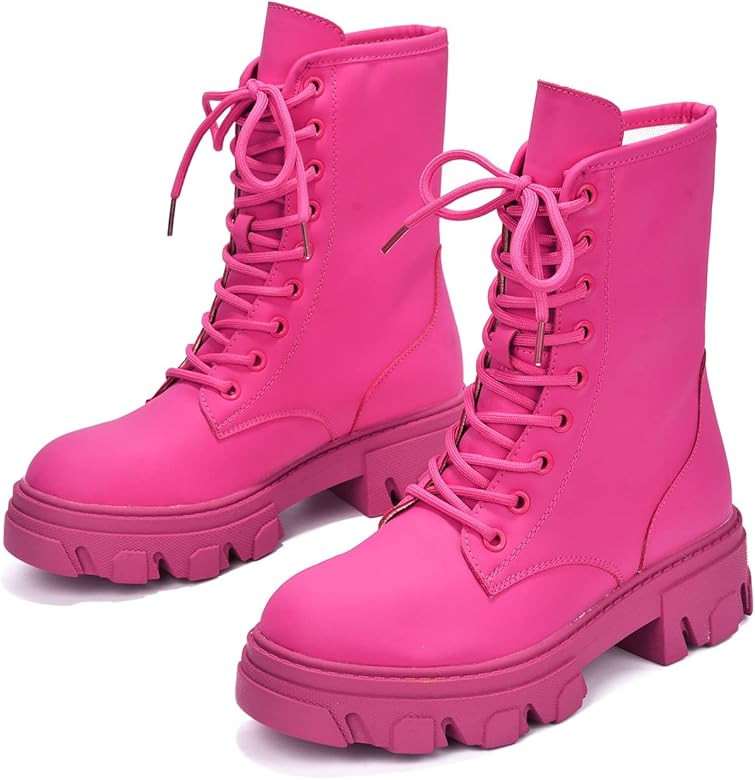 Cape Robbin Chrisley Combat Boots for Women, Platform Boots with Chunky Block Heels, Womens High Top | Amazon (US)