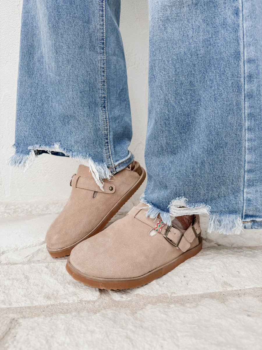 Estelle Suede Slingback Clog - Beige | CK Squared Boutique