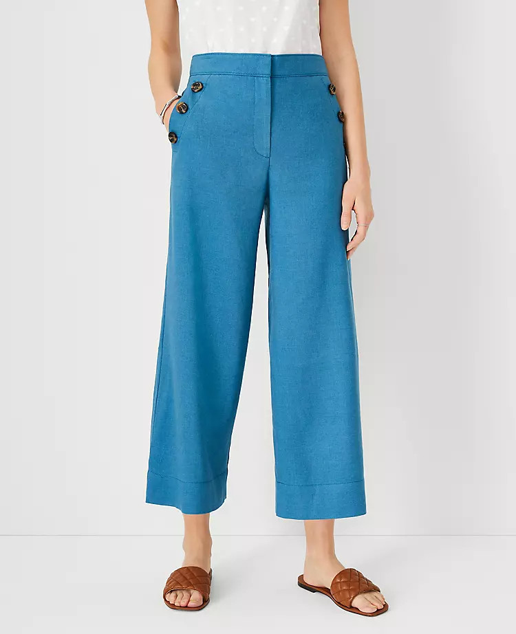 The Sailor Wide Leg Crop Pant in Linen Blend | Ann Taylor | Ann Taylor (US)