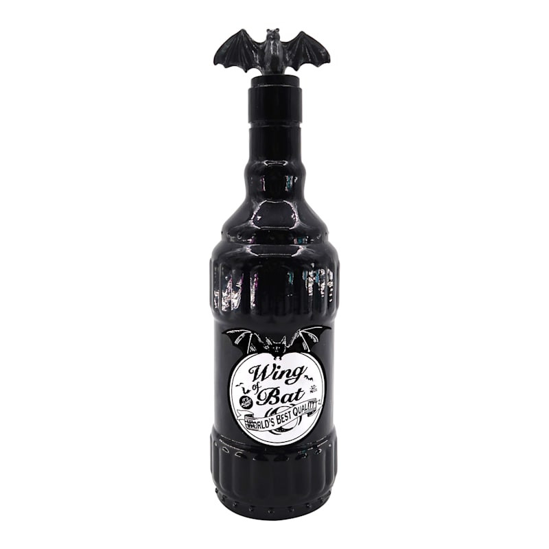 Black Wing of Bat Glass Halloween Potion Bottle, 10" | At Home