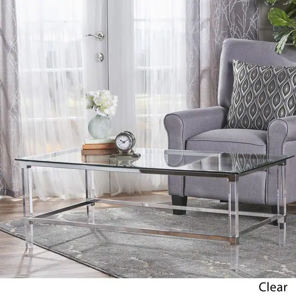 Bayla Modern Rectangle Glass Coffee Table by Christopher Knight Home - 26"L x 48"W x 18"H | Bed Bath & Beyond