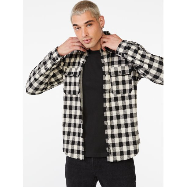 Free Assembly Men's Knit Flannel Shirt - Walmart.com | Walmart (US)