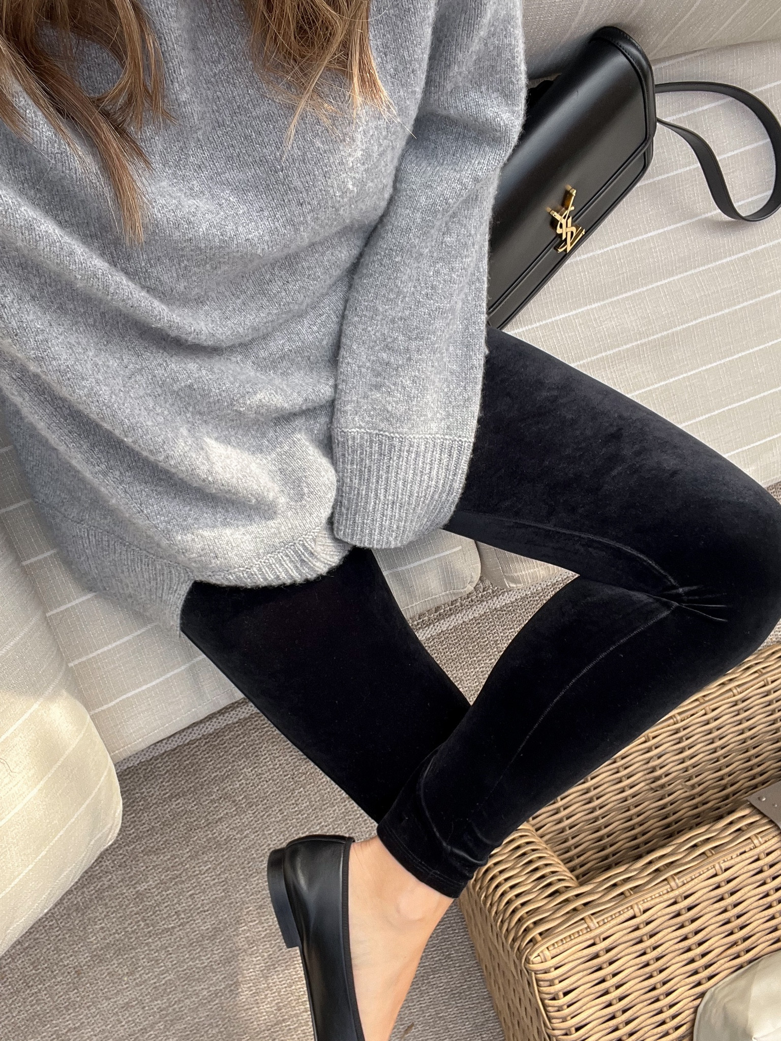 Holiday party outfit idea with velvet leggings 🖤 swap the ballet flats for sling back heels for a dressier vibe. #velvet #spanx #christmasoutfit 

#LTKHoliday #LTKstyletip #LTKparties