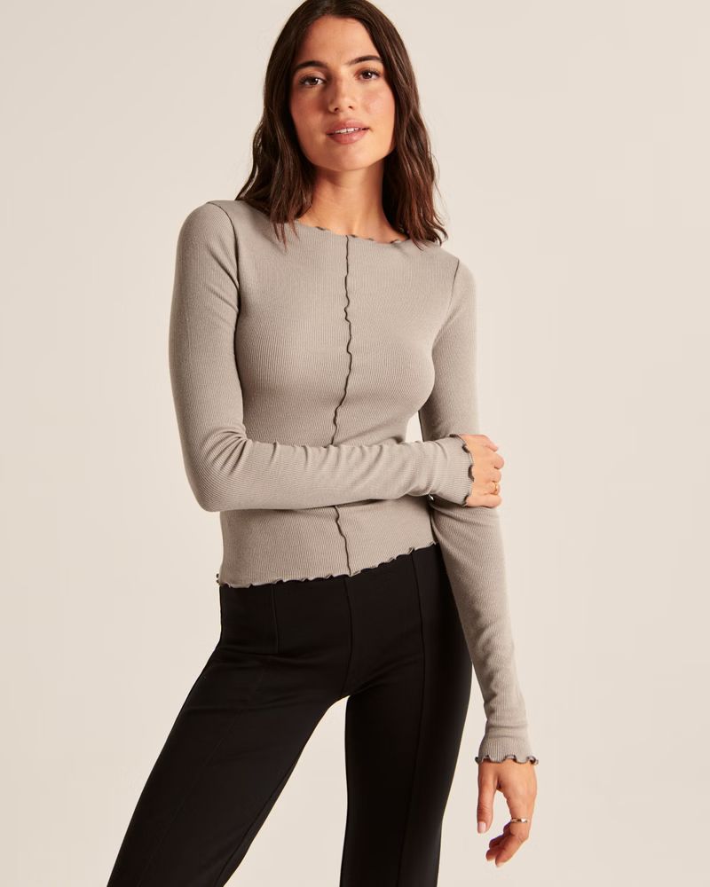 Women's Long-Sleeve Seamed Top | Women's Tops | Abercrombie.com | Abercrombie & Fitch (US)