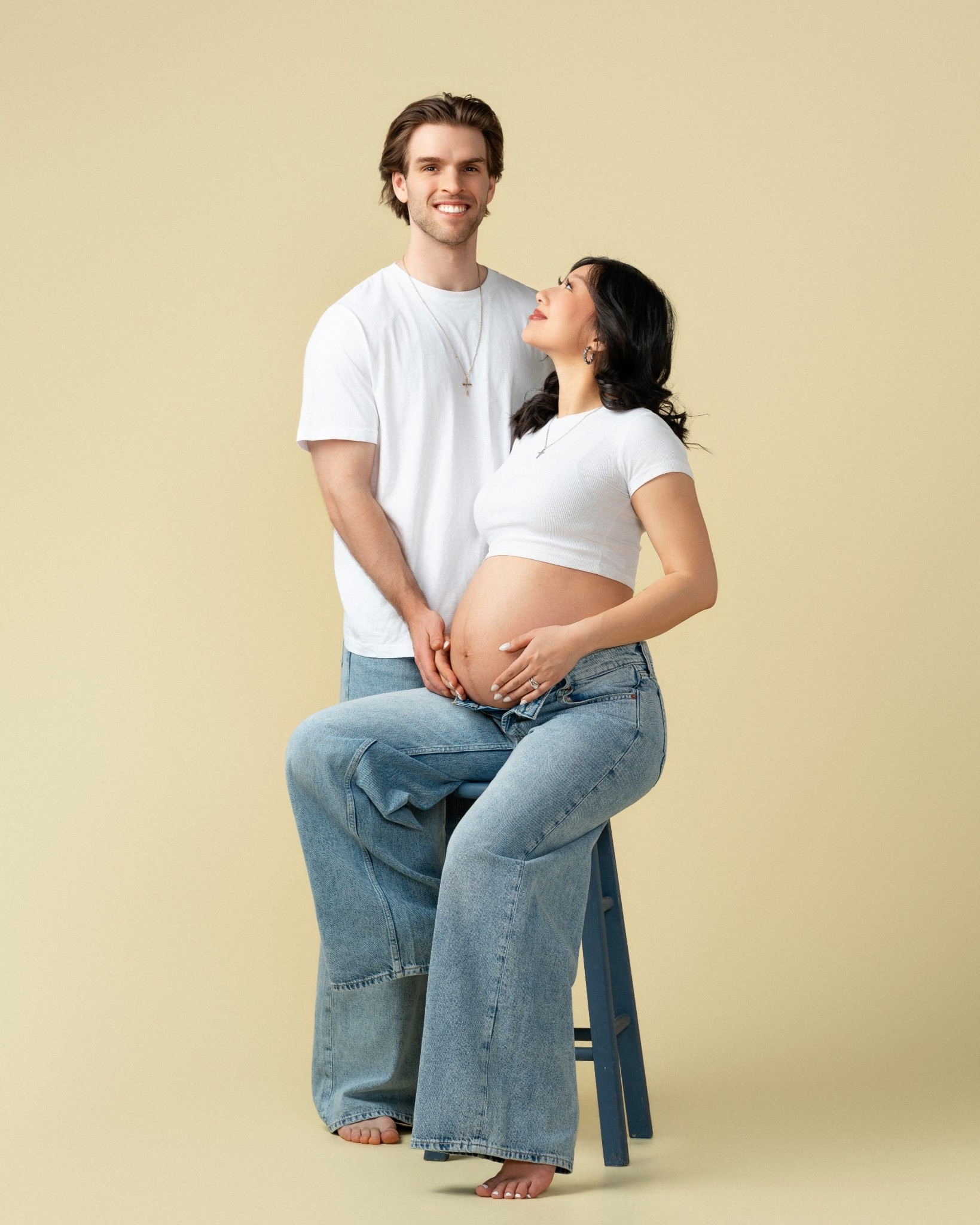 Low Rise Light Wash Jeans: size 2 
Ribbed Crop Tee: size XS
Jason’s Tee: size L
Jason’s Jeans (same as mine bc we couldn’t find jeans of the same wash 🤣): size 4

Maternity outfit, couples outfit, matching style, style tips, bump style, pregnant fashionn

#LTKmomlife #LTKBump #LTKootd