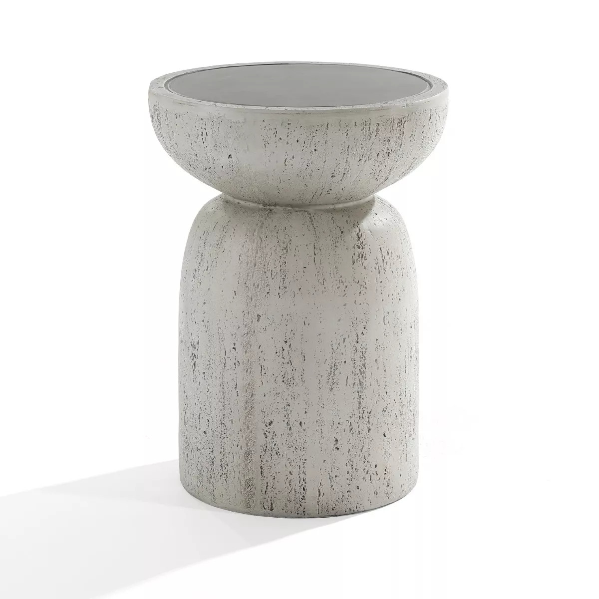 LuxenHome Rustic Outdoor Side Table, 20" Concrete End Tables for Patio,Off White and Gray Weather... | Target