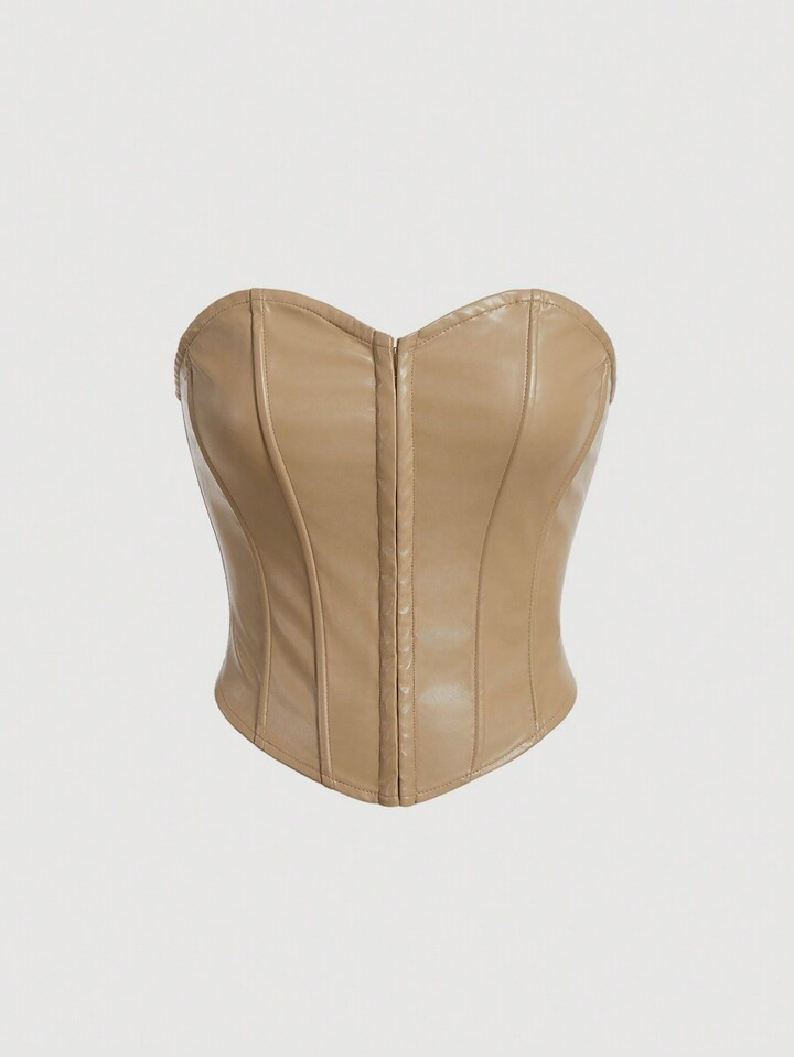 SHEIN MOD Women's Pu Leather Strapless Top | SHEIN
