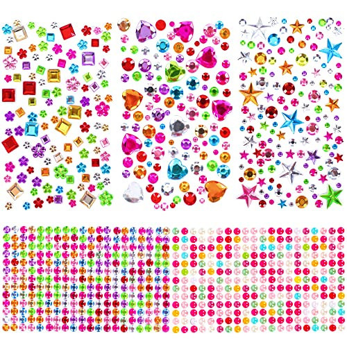 880pcs Gem Rhinestones for Crafts - Self Adhesive Acrylic Gems DIY Decorative Diamond Stickers, Small Stickers for Kids | Amazon (US)