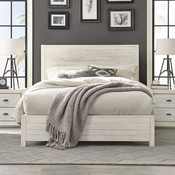 Amazon.com: Rustic Platform Bed Frame with Headboard Offers Classic Style and Contemporary Functi... | Amazon (US)