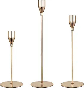Lebenze French Gold Candlestick Holders, Set of 3 Modern Candle Holder for Taper Candles ,Candela... | Amazon (US)