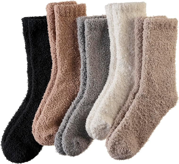 AMENLAN Women Fuzzy Slipper Socks Winter Microfiber Soft Cozy Plush Fluffy Socks Warm Comfy Therm... | Amazon (US)