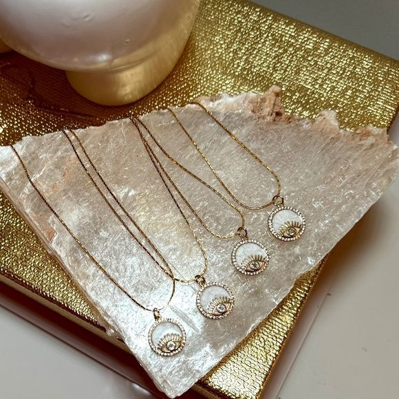Shell Evil eye protection pendant 14k gold plated necklace | Poshmark