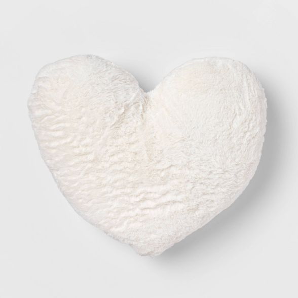 Faux Fur Heart Throw Pillow Cream - Pillowfort&#8482; | Target